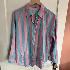 Zara striped linen blend oversized shirt